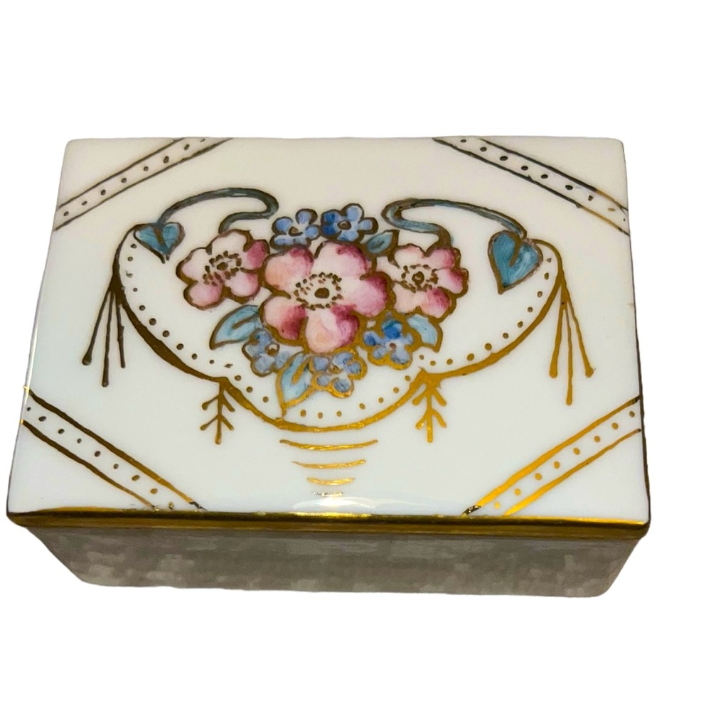 Vintage Trinket Box | Marked-Germany 1670 | Gold tone accents